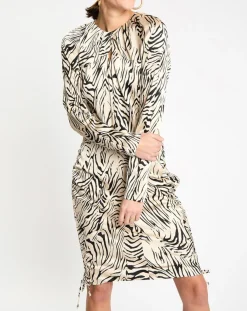 Robe Robert imprimée zèbre noir/beige