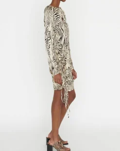 Robe Robert imprimée zèbre noir/beige