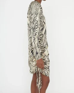 Robe Robert imprimée zèbre noir/beige