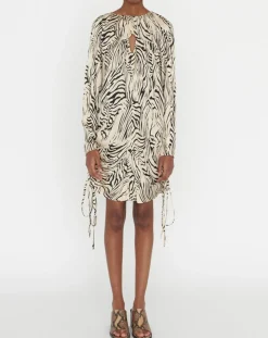 Robe Robert imprimée zèbre noir/beige