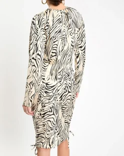 Robe Robert imprimée zèbre noir/beige