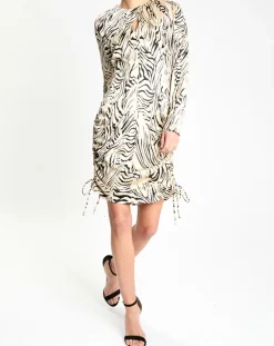 Robe Robert imprimée zèbre noir/beige