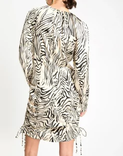 Robe Robert imprimée zèbre noir/beige