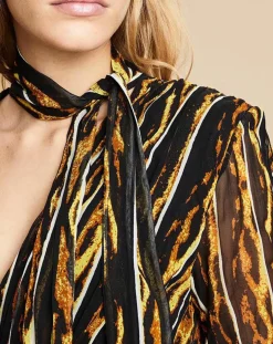 Robe Royaume imprimée noir/jaune