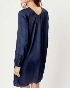 Robe satinée Giulia bleu marine