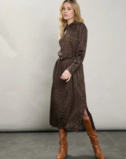 Robe satinée Revelation léopard brune