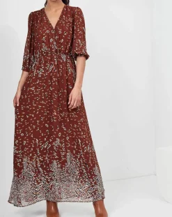 Robe Sauge imprimée marron
