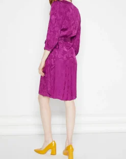 Robe Shima broderies ton sur ton violette