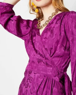 Robe Shima broderies ton sur ton violette