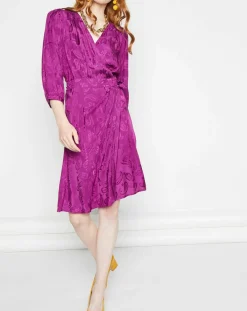 Robe Shima broderies ton sur ton violette