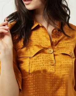 Robe Summer Monogramme satinée moutarde