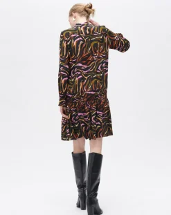 Robe Sybil imprimée cognac