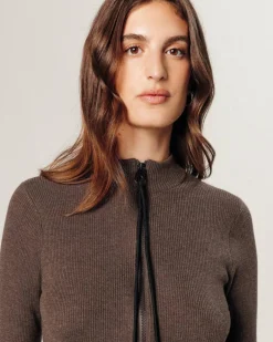 Robe Thalia fermeture éclair marron havane