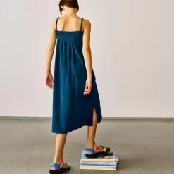 Robe tube mi-longue Canil en Coton mélangé bleu marine