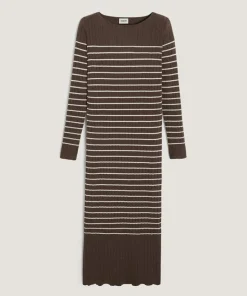 Robe Wendy rayée marron havane