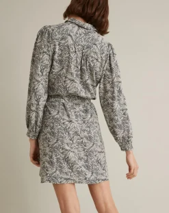 Robe-chemise imprimée Graphic Leaves bleue