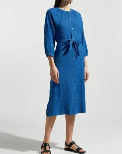 Robe-chemise midi Lao bleu vif