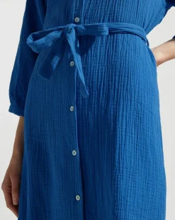 Robe-chemise midi Lao bleu vif