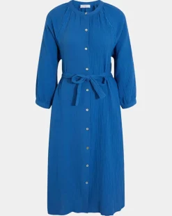 Robe-chemise midi Lao bleu vif