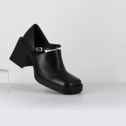 Sabots en Cuir Kim noirs - Talon 8 cm