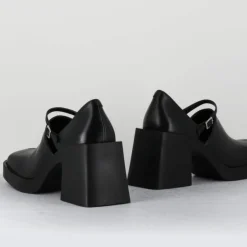 Sabots en Cuir Kim noirs - Talon 8 cm