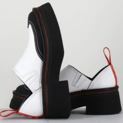 Sabots en Cuir Mercedes blancs - Talon 6 cm