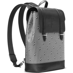 Sac à dos en Toile enduite & Cuir Ferret noir/blanc - 40x29x13 cm