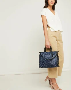 Sac à main en Cuir Rogue imprimé bleu foncé - 24.9x13.9x30.9 cm