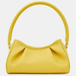 Sac à main en Cuir Small Dimple jaune 13x23x8,5 cm
