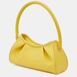 Sac à main en Cuir Small Dimple jaune 13x23x8,5 cm