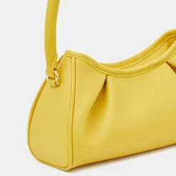 Sac à main en Cuir Small Dimple jaune 13x23x8,5 cm