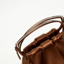 Sac à main en Soie cristal Vittoria moka - 16.5x16x7 cm