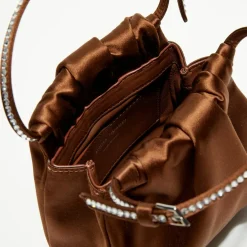 Sac à main en Soie cristal Vittoria moka - 16.5x16x7 cm