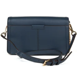 Sac bandoulière en Cuir Sonia East West bleu marine - 25x16x5 cm