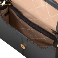 Sac bandoulière en Cuir Sonia East West bleu marine - 25x16x5 cm