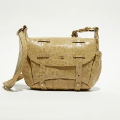 Sac besace en Cuir Bern Gp beige - 21x15x6 cm