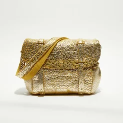 Sac besace en Cuir Bernie J jaune - 35x23x13 cm