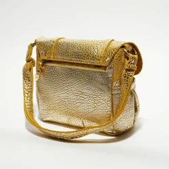 Sac besace en Cuir Bernie J jaune - 35x23x13 cm