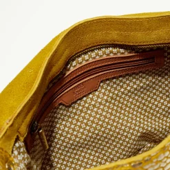 Sac besace en Cuir Bernie J jaune - 35x23x13 cm