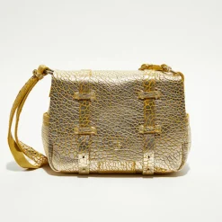 Sac besace en Cuir Bess J jaune - 25x20x7 cm