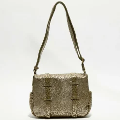 Sac besace en Cuir Bess J vert kaki - 25x20x7 cm