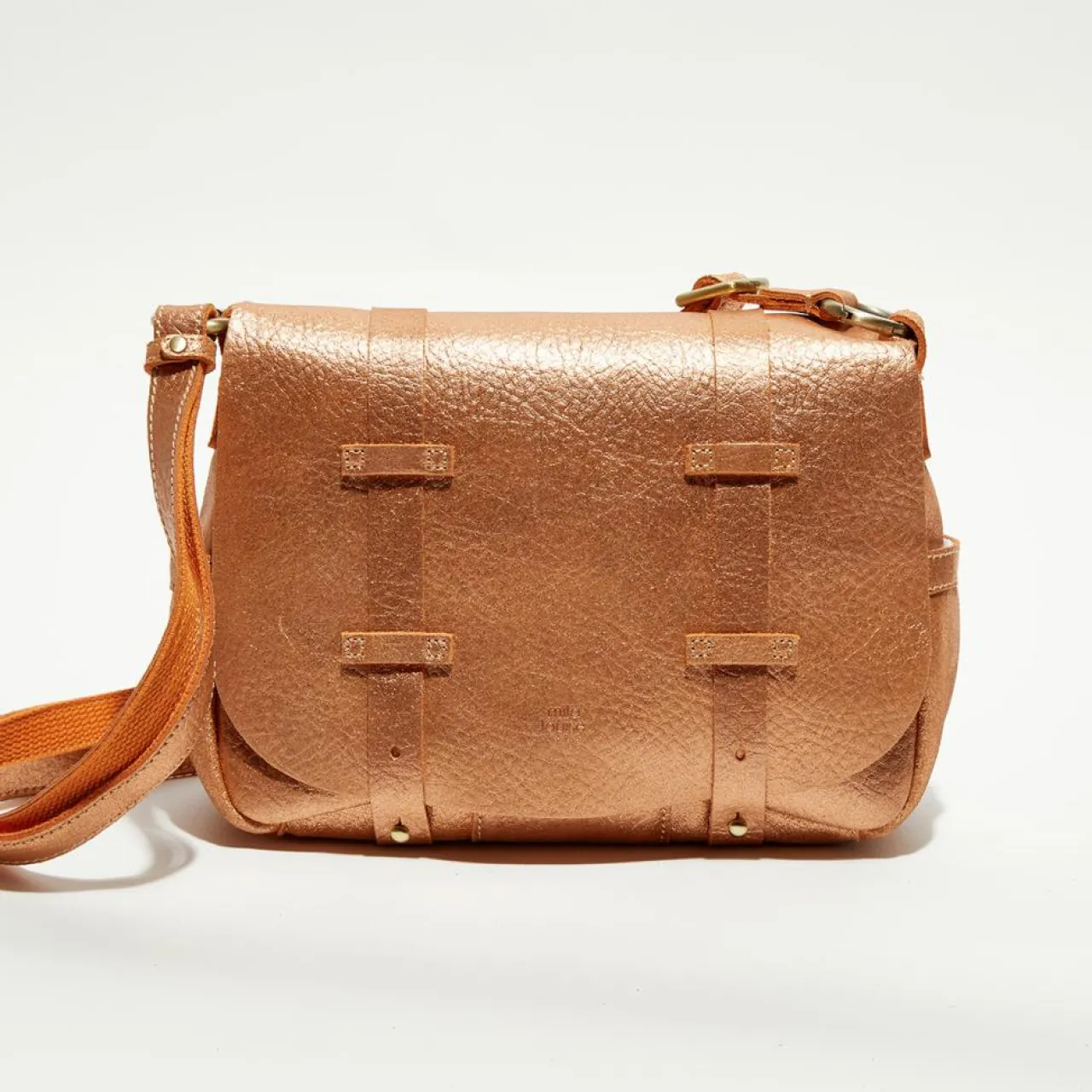 Sac besace en Cuir Bess Ng orange - 25x20x7 cm