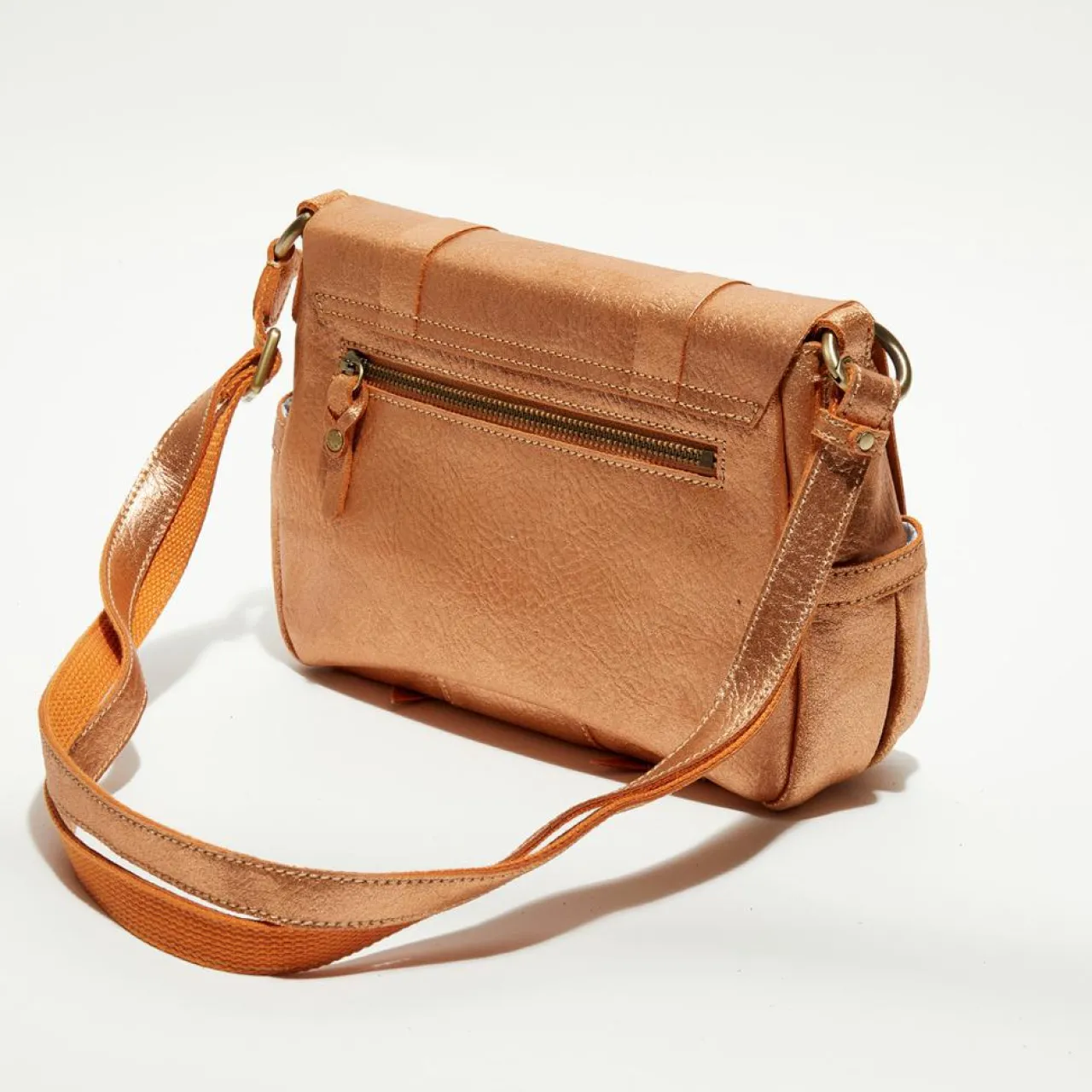 Sac besace en Cuir Bess Ng orange - 25x20x7 cm