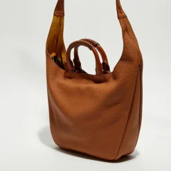 Sac cabas en Cuir Woody caramel - 45x33x13 cm