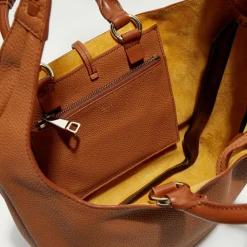 Sac cabas en Cuir Woody caramel - 45x33x13 cm