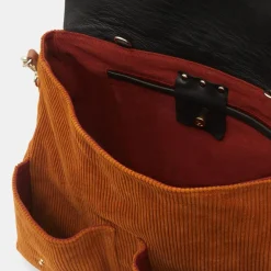 Sac cartable réversible en Velours côtelé Maxi Maths marron 24x35x9 cm