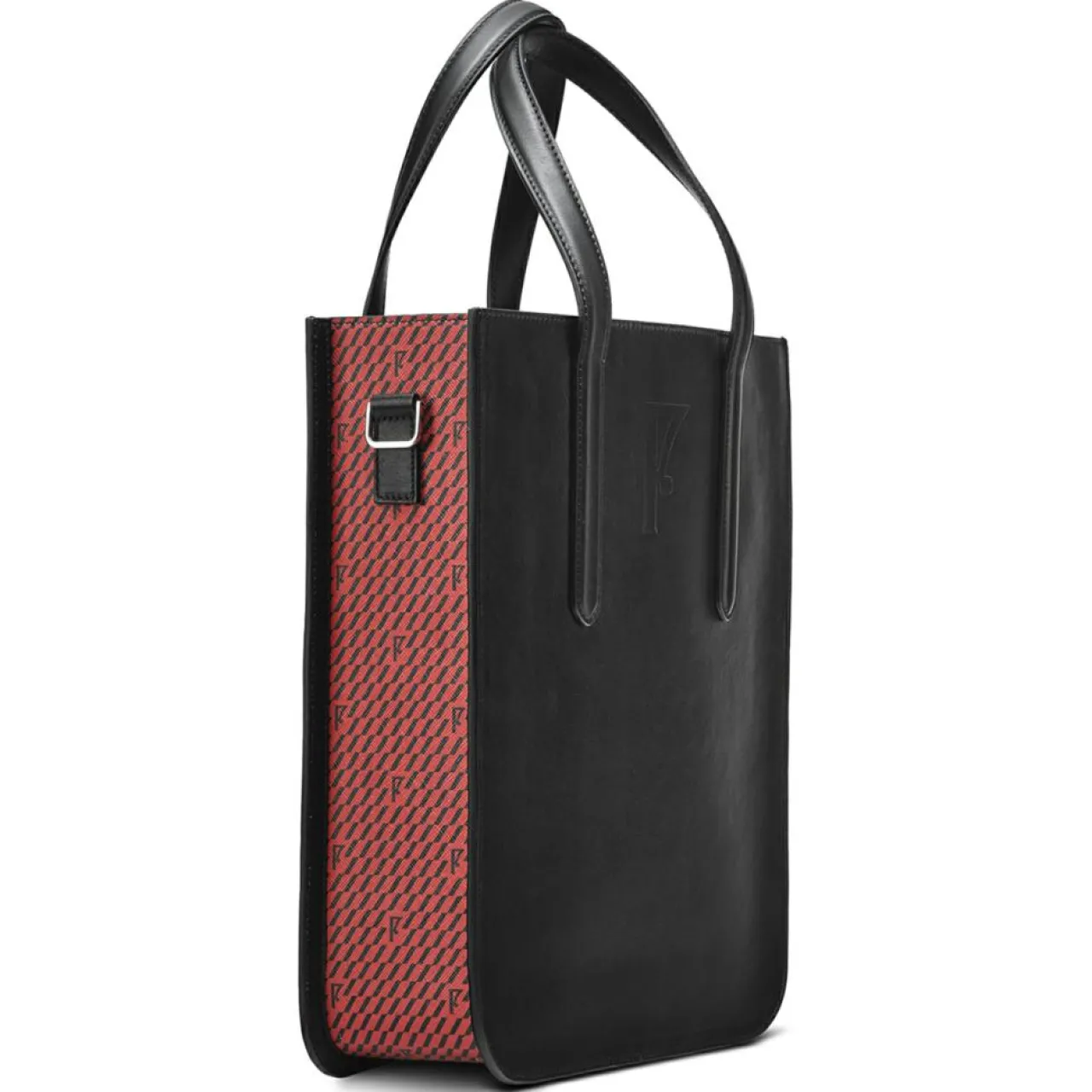 Sac en Cuir & Toile enduite Dune rouge/noir - 35x28x8 cm