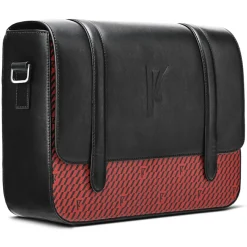 Sac en Cuir & Toile enduite Moulleau rouge/noir - 22x30x9 cm