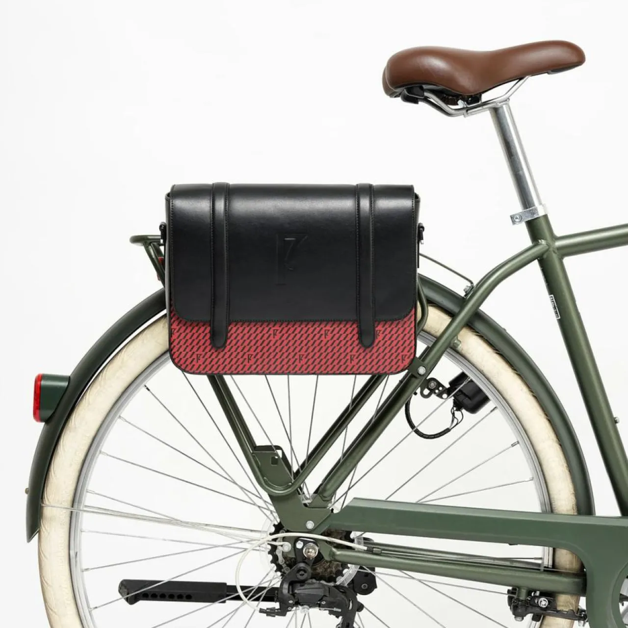 Sac en Cuir & Toile enduite Moulleau rouge/noir - 22x30x9 cm