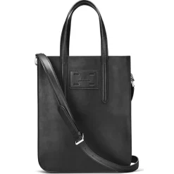 Sac en Cuir & Toile enduite Dune noir/blanc - 35x28x8 cm